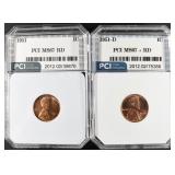 1951-P,D LINCOLN CENTS PCI SUPERB GEM BU