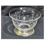 Etched Glass Nut Dish With Sterling Silver Base