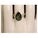 14K Yellow Gold Pear Cut Peridot Ring