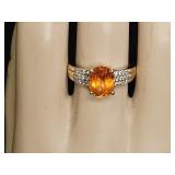 Sterling Silver Oval Cut Mandarin Garnet Ring