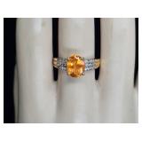 GP Sterling Silver Oval Cut Orange Citrine Ring