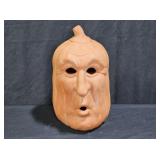 Vintage Large Face Terra Cotta Clay Jack-O-Lantern