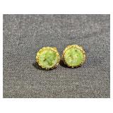 14K Gold Moldavite Stud Ear Rings