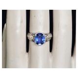 Sterling Silver Oval Cut Tanzanite Ring