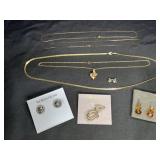 Gold Tone Chains & Earrings