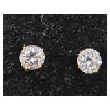 14K & Simulated Diamond Stud Earrings