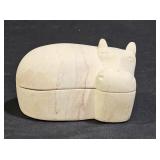 African Soapstone Hippopotamus Trinket Box