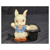 Vtg Bunny & Top Hat Small Ceramic Planter