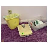 Waste Basket, Bathroom Scale, Bags, Etc.