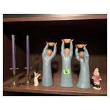 Religious Decor, Santa Figurine, Candle Holders