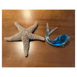 Starfish; Glass Whale Paperweight