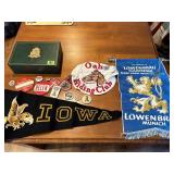 Pinback Buttons, Iowa Penant, Lowebrau Gardens...