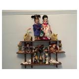 Wall Shelf & Numerous Dolls