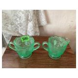 Westmoreland Uranium Cream & Sugar Set