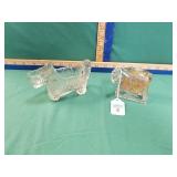 2 GLASS CANDY CONTAINERS INCL SPARK PLUG