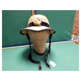 EARLY FABRIC COVERED HAT DISPLAY W/ HAT