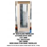 32" LH Deco Fiberglass Exterior Entry Door