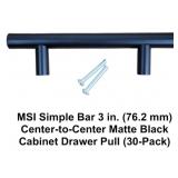 3" Matte Black Bar Cabinet Drawer Pull x30