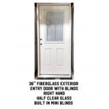 36" RH Fiberglass Exterior Entry Door w/ Blinds