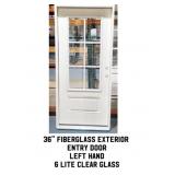 36" LH Fiberglas Exterior Entry Door