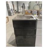 Black Laundry Cabinet w/ SS Sink And Black Faucet