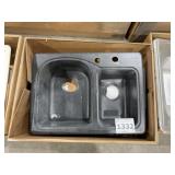 25" Dual Mount Double Bowl Sink in Black