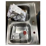 33" x 22" SS Double Bowl Kitchen Sink Kit