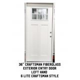 36" LH Craftsman Fiberglass Exterior Entry Door