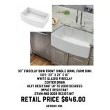 33" Fireclay Bow Front Single Bowl Farm Sink