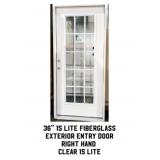 36" RH 15 Lite Fiberglass Exterior Entry Door