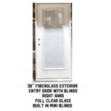 36" RH Fiberglass Exterior Entry Door With Blinds