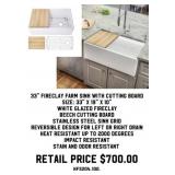 33" Fireclay Farm Sink With Cutting Board