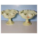 2 - HAND PAINTED ARTIST SIGNED CANDY DISHES