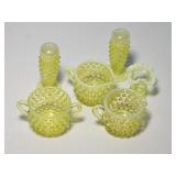YELLOW HOBNAIL FENTON SALT AND PEPPER/CREAM AND