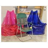 2-CHILDS BLOW-UP CHAIRS & 1-FOLDING LAWN CHAIR