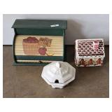 APPLE WOODEN BREAD BOX, GINGER BREAD COOKIE JAR