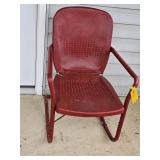 EARLY METAL LAWN CHAIR, DOES HAS SOME METAL