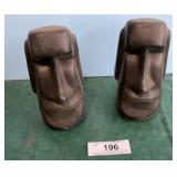 2 book ends Moai Tiki head mug