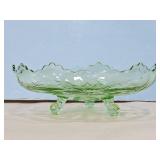 10.5 INCH GREEN SCALLOPED BOWL W/BALL FEET