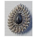 SARAH COVENTRY BLIZZARD STONE SILVER TONE BROOCH