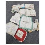 Box of crocheted and embroidered linens/Dollies