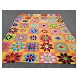 FABRIC FLOWER HAND MADE QUILT TOP