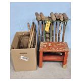 EARLY CROQUET SET/WOOD STEP STOOL