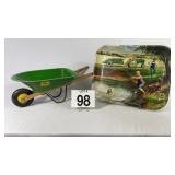 JOHN DEERE COLLECTIBLE TRAY & WHEELBARROW