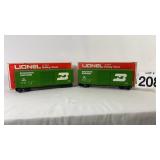 TWO LIONEL 6-9608 BURLINGTON NORTHERN HI-CUBE CARS