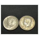 (2) 1964 SILVER KENNEDY HALF DOLLARS