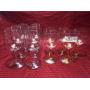 5 Amber colored base stemware, 6 clear glass