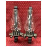 Vintage Iron Wall Candle Sconces Pair