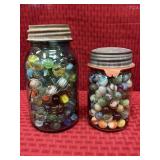 2 Jars of Marbles, Ball Quart #7 and Pint Jars