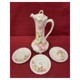 Giraud France Limoges, Chocolate Pot and 3 Saucers